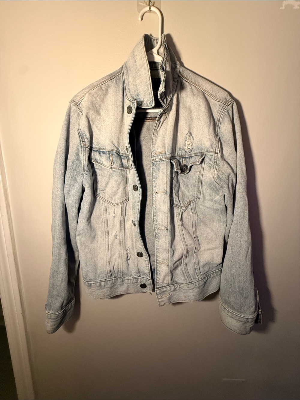 Express Light Acid Wash Denim Jacket - Light Blue